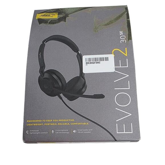 Jabra Gn Evolve 2 30 se  Wired Headset with Microphone DAMAGED BOX - Picture 1 of 12